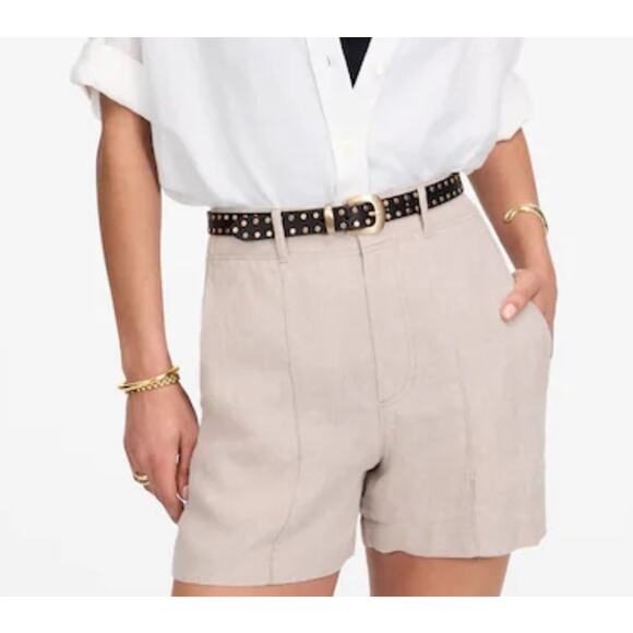 Madewell Pintucked Shorts in 100% Linen Size 10 NWT - Picture 1 of 8